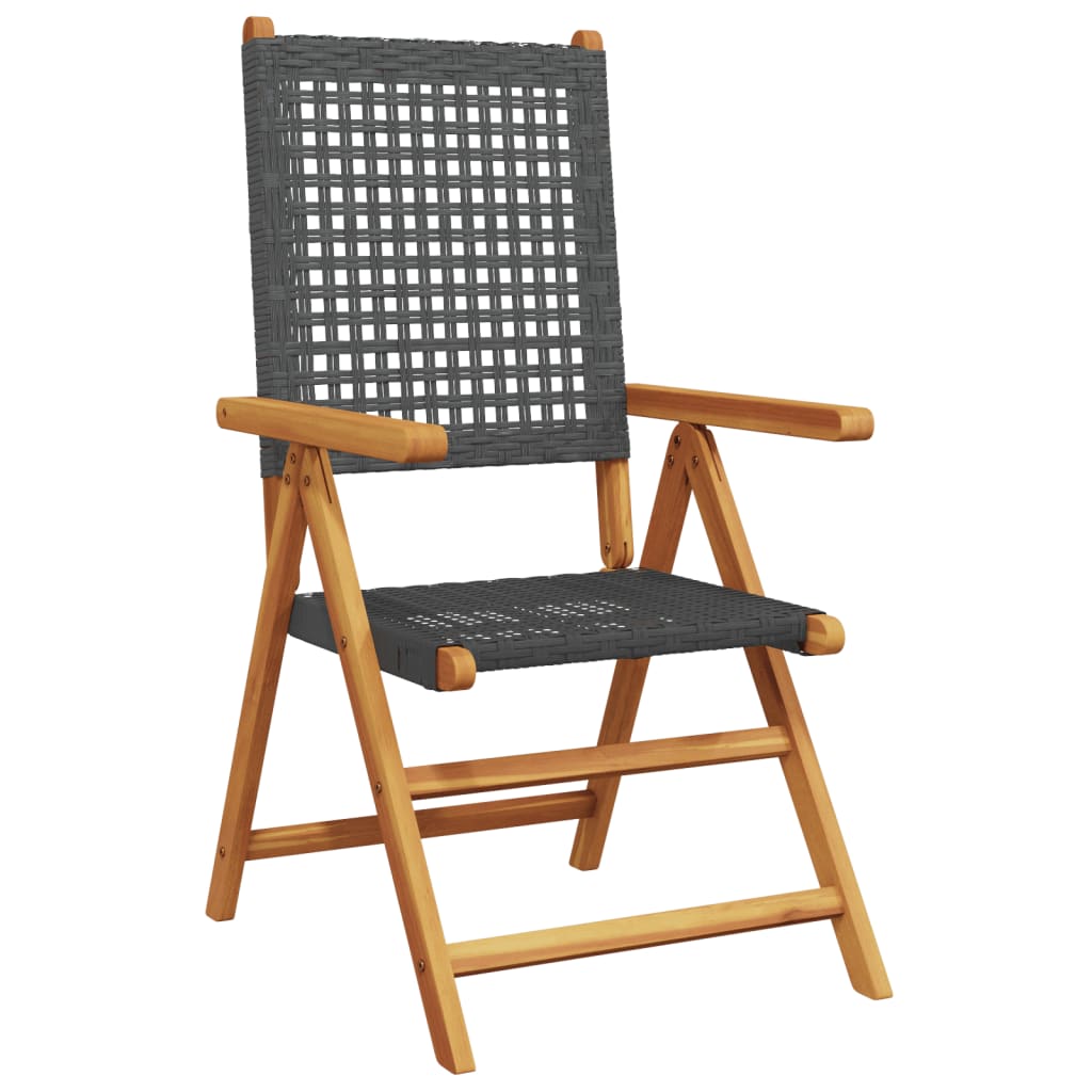 Tuinstoelen 4 st verstelbaar poly rattan en massief hout zwart is nu te koop bij PeponiXL, paradijselijk wonen!