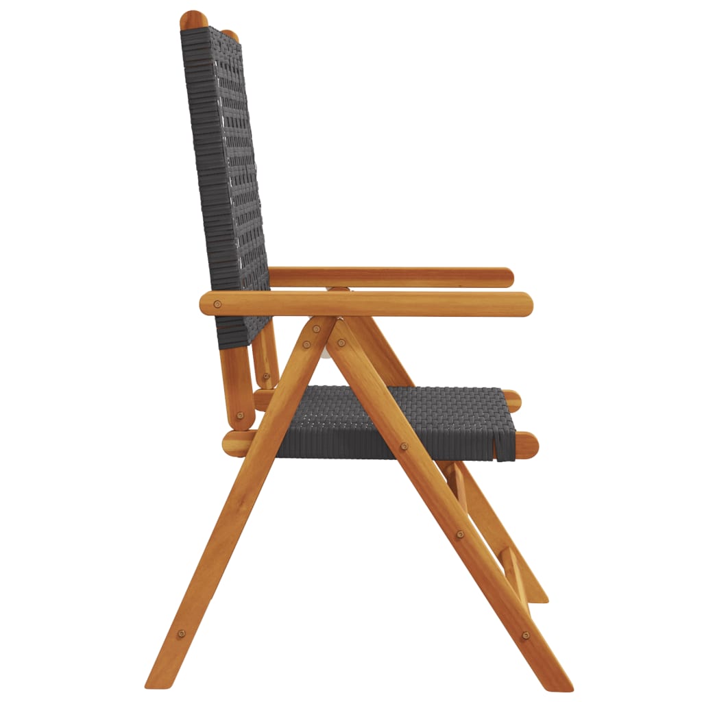 Tuinstoelen 4 st verstelbaar poly rattan en massief hout zwart is nu te koop bij PeponiXL, paradijselijk wonen!