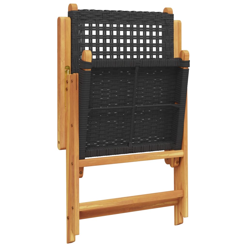 Tuinstoelen 4 st verstelbaar poly rattan en massief hout zwart is nu te koop bij PeponiXL, paradijselijk wonen!
