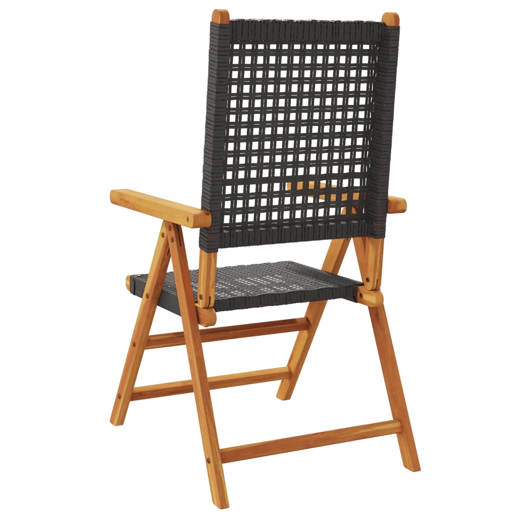 Tuinstoelen 6 st verstelbaar poly rattan en massief hout zwart is nu te koop bij PeponiXL, paradijselijk wonen!