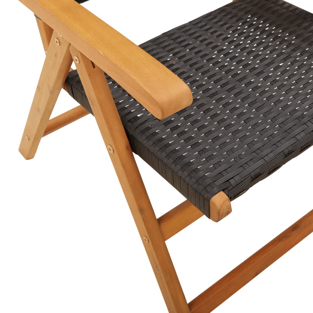 Tuinstoelen 8 st verstelbaar poly rattan en massief hout zwart is nu te koop bij PeponiXL, paradijselijk wonen!