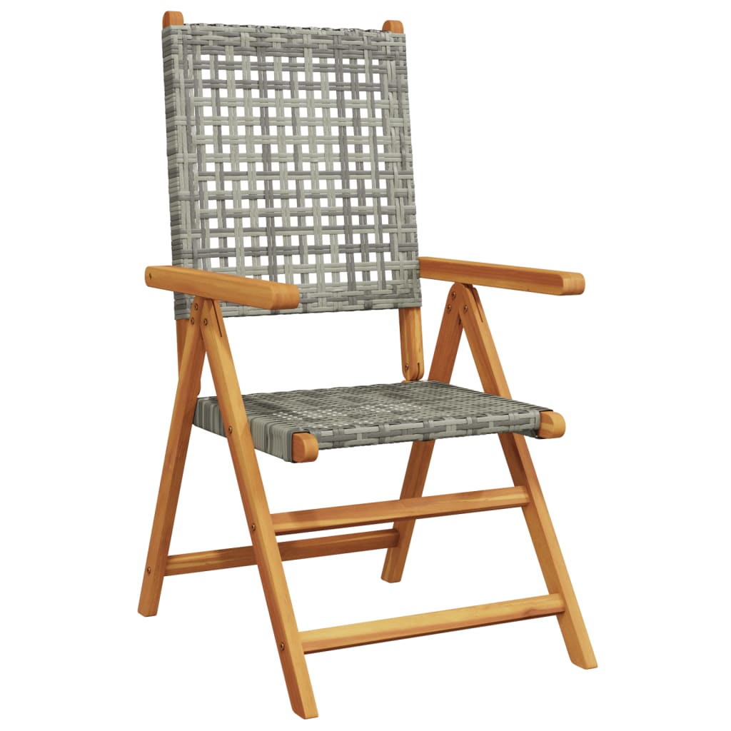 Tuinstoelen 4 st verstelbaar poly rattan en massief hout grijs is nu te koop bij PeponiXL, paradijselijk wonen!