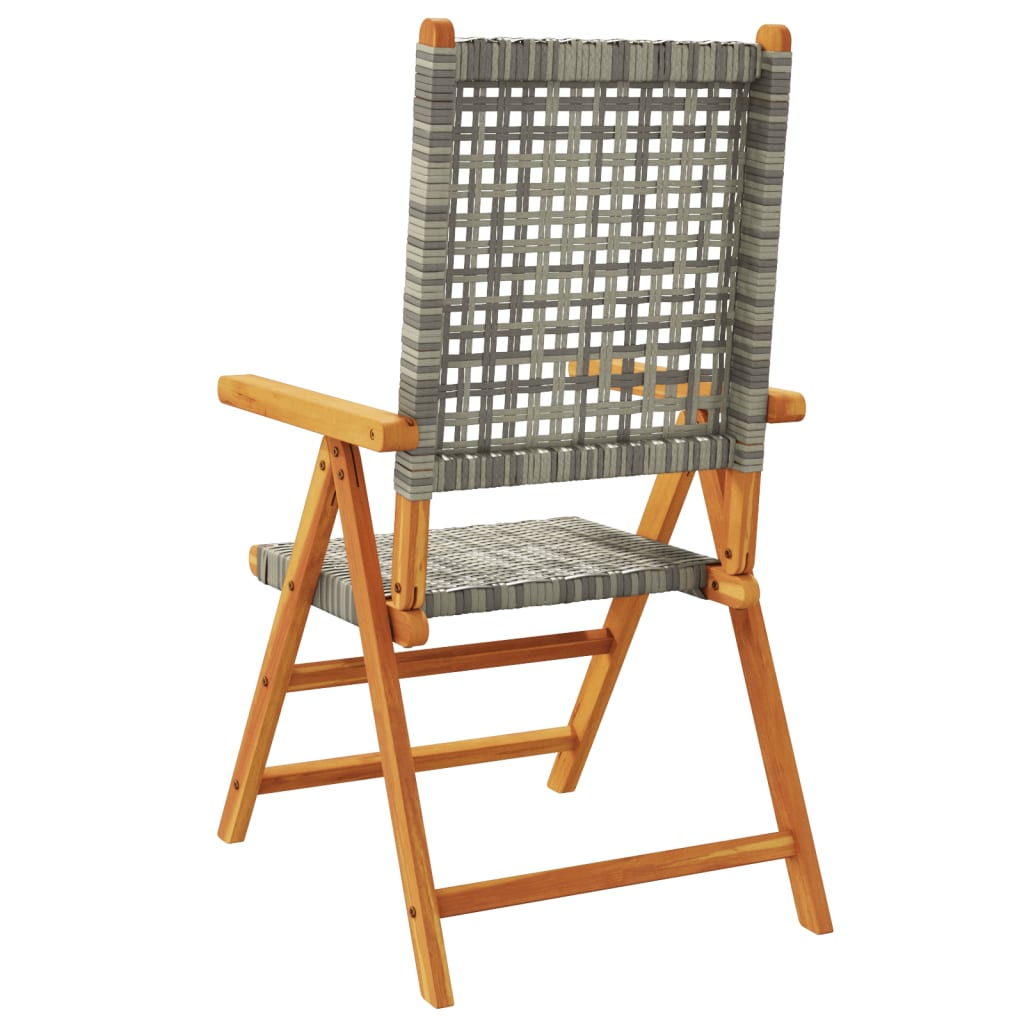 Tuinstoelen 4 st verstelbaar poly rattan en massief hout grijs is nu te koop bij PeponiXL, paradijselijk wonen!