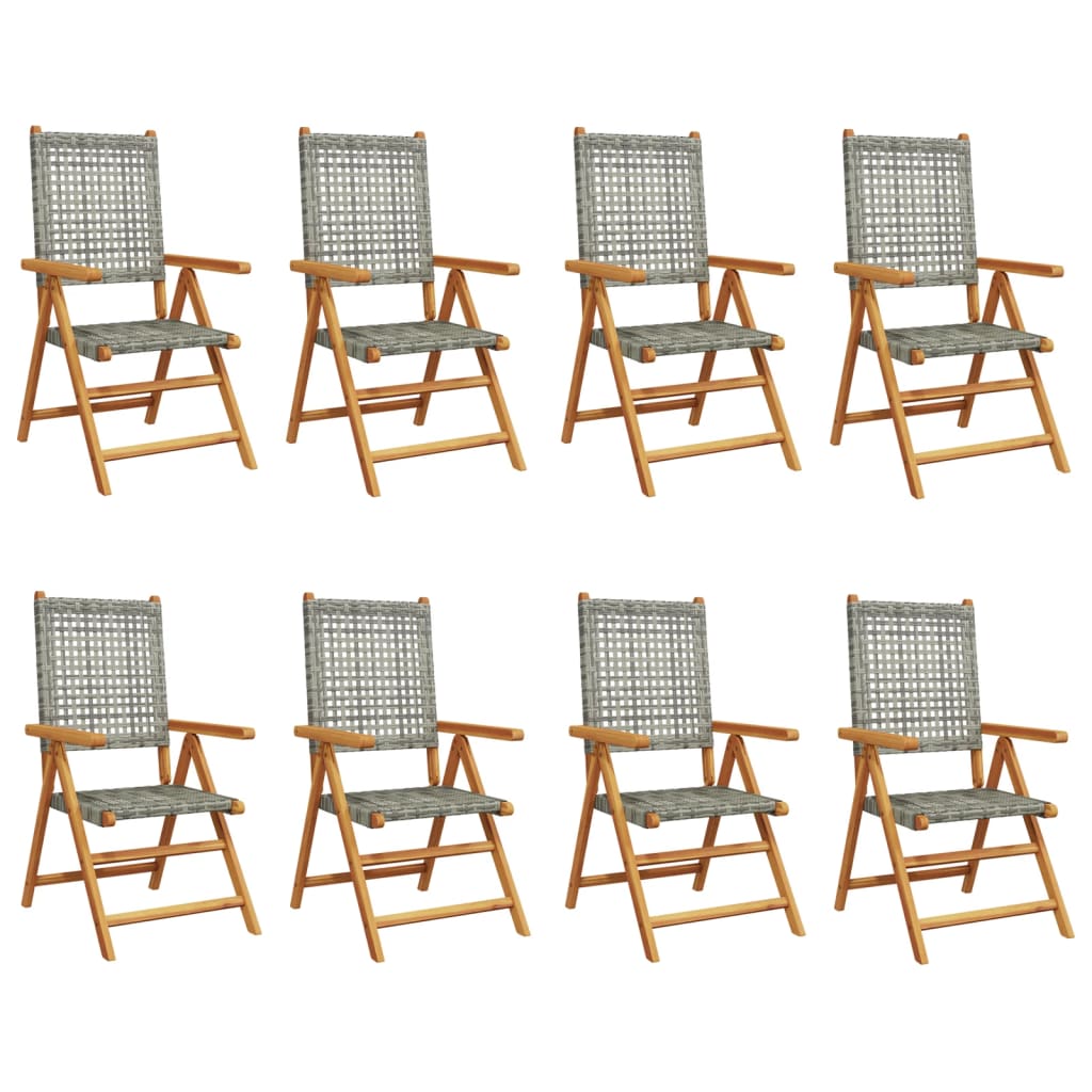 Tuinstoelen 8 st verstelbaar poly rattan en massief hout grijs is nu te koop bij PeponiXL, paradijselijk wonen!