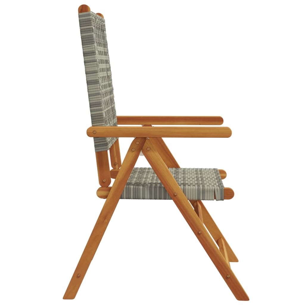 Tuinstoelen 8 st verstelbaar poly rattan en massief hout grijs is nu te koop bij PeponiXL, paradijselijk wonen!