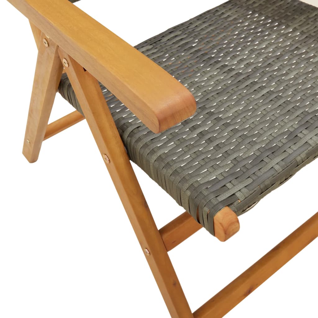 Tuinstoelen 8 st verstelbaar poly rattan en massief hout grijs is nu te koop bij PeponiXL, paradijselijk wonen!