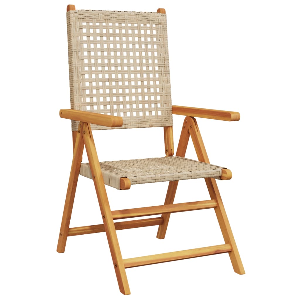 Tuinstoelen 4 st verstelbaar poly rattan en massief hout beige is nu te koop bij PeponiXL, paradijselijk wonen!