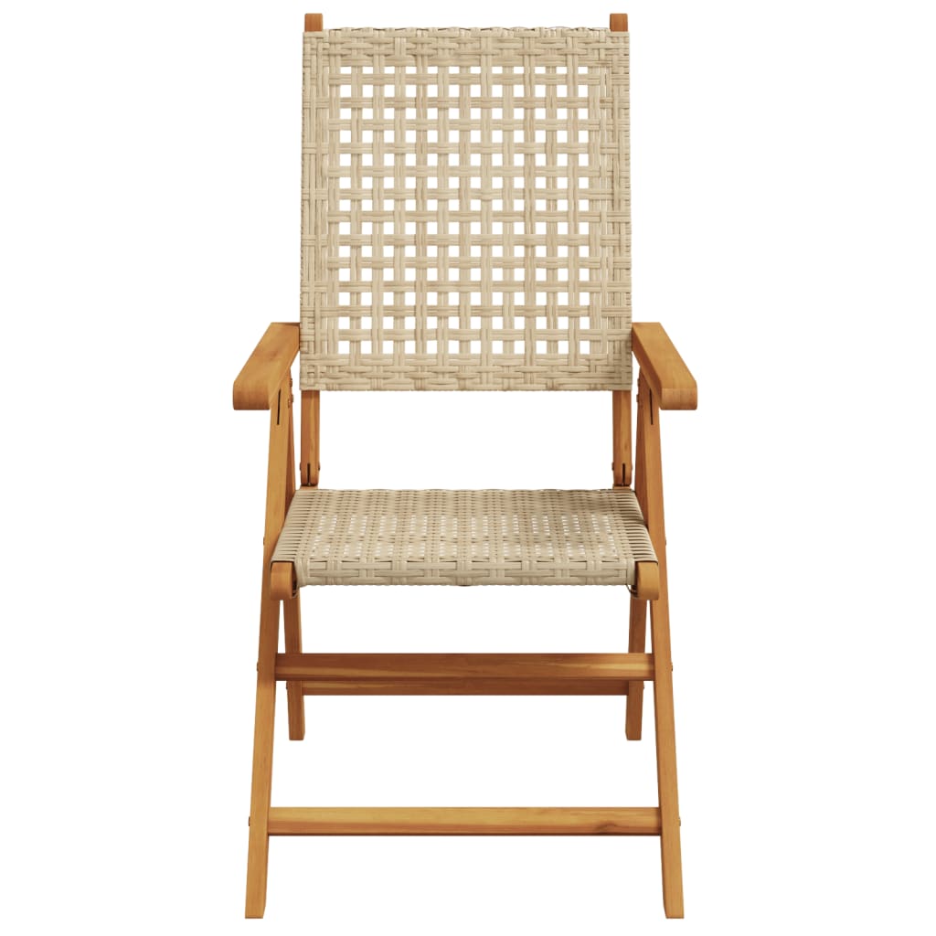 Tuinstoelen 4 st verstelbaar poly rattan en massief hout beige is nu te koop bij PeponiXL, paradijselijk wonen!