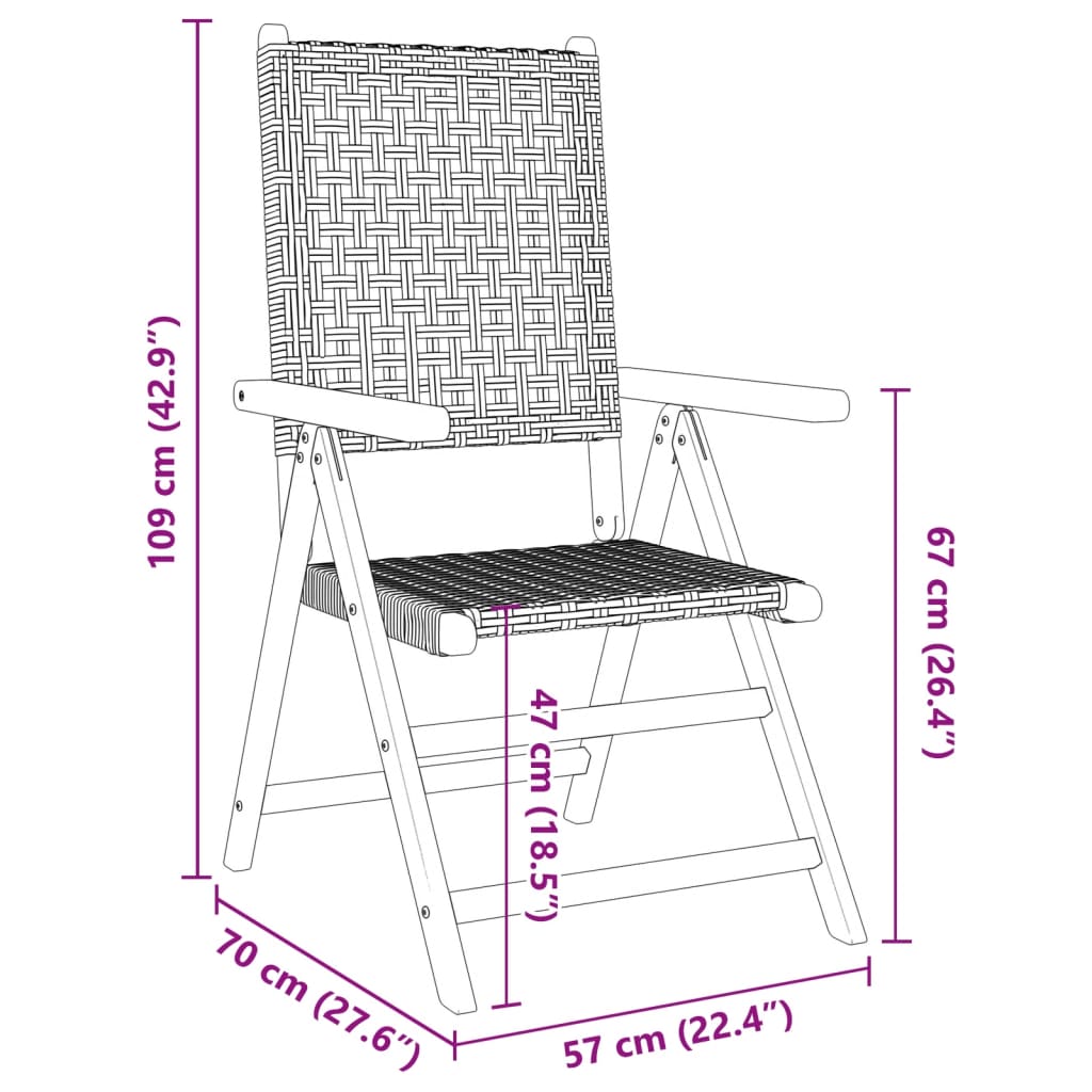 Tuinstoelen 4 st verstelbaar poly rattan en massief hout beige is nu te koop bij PeponiXL, paradijselijk wonen!