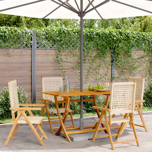 Tuinstoelen 4 st verstelbaar poly rattan en massief hout beige is nu te koop bij PeponiXL, paradijselijk wonen!