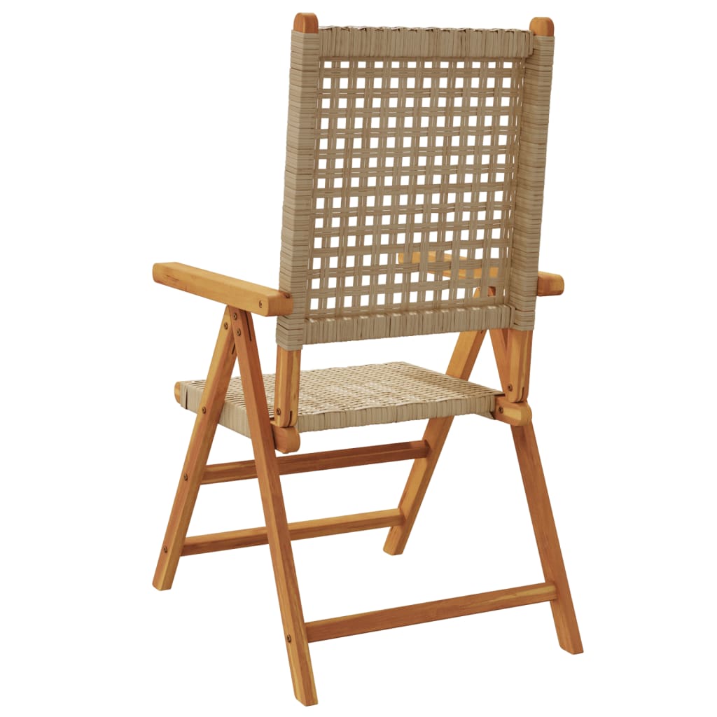 Tuinstoelen 6 st poly rattan en massief hout beige is nu te koop bij PeponiXL, paradijselijk wonen!
