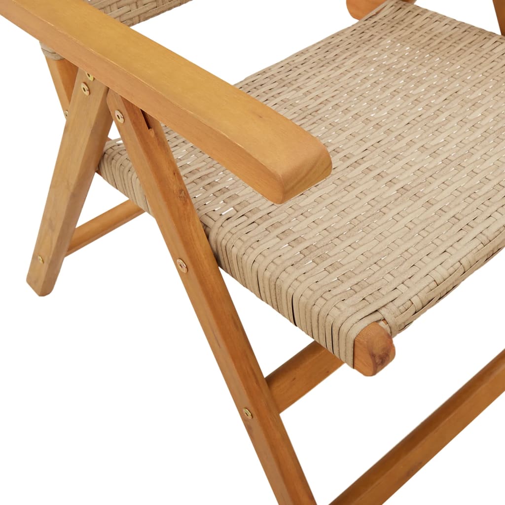 Tuinstoelen 6 st poly rattan en massief hout beige is nu te koop bij PeponiXL, paradijselijk wonen!