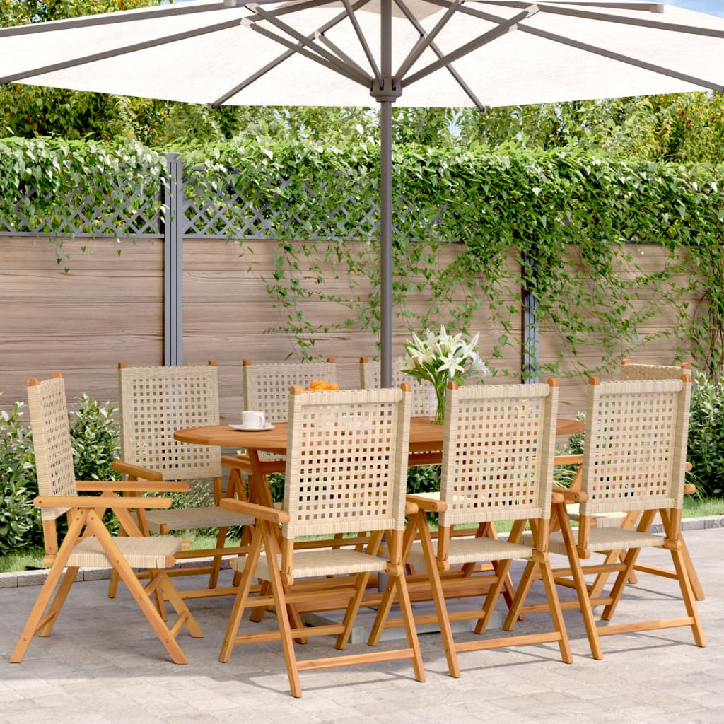 Tuinstoelen 8 st poly rattan en massief hout beige is nu te koop bij PeponiXL, paradijselijk wonen!