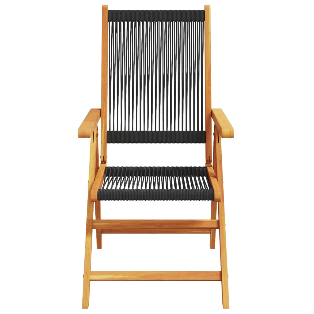 Tuinstoelen 4 st verstelbaar massief acaciahout zwart is nu te koop bij PeponiXL, paradijselijk wonen!