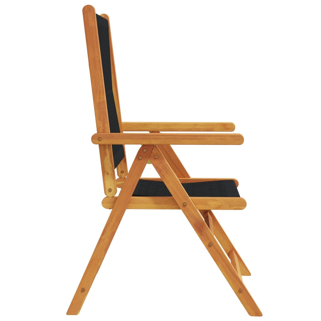 Tuinstoelen 4 st verstelbaar massief acaciahout zwart is nu te koop bij PeponiXL, paradijselijk wonen!