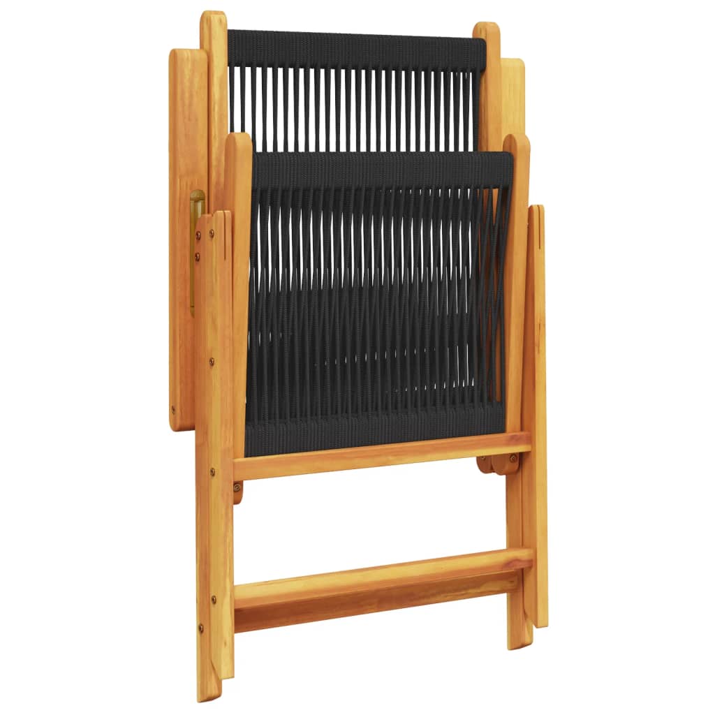 Tuinstoelen 4 st verstelbaar massief acaciahout zwart is nu te koop bij PeponiXL, paradijselijk wonen!
