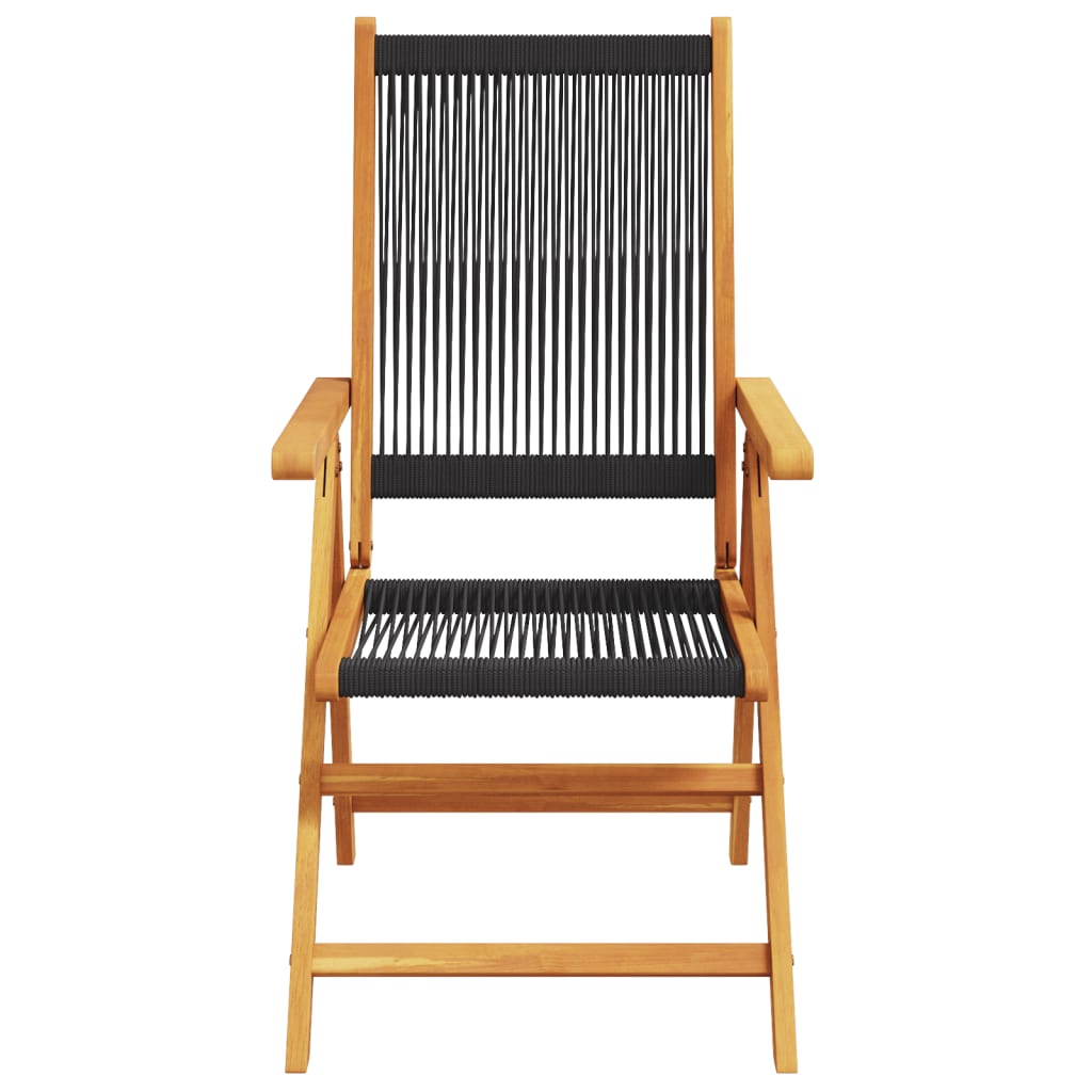 Tuinstoelen 6 st verstelbaar massief acaciahout zwart is nu te koop bij PeponiXL, paradijselijk wonen!
