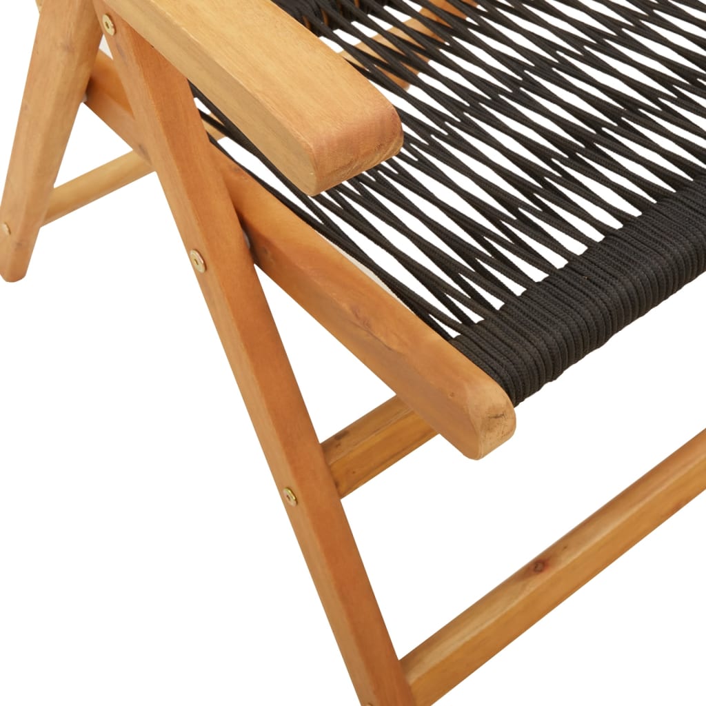 Tuinstoelen 6 st verstelbaar massief acaciahout zwart is nu te koop bij PeponiXL, paradijselijk wonen!