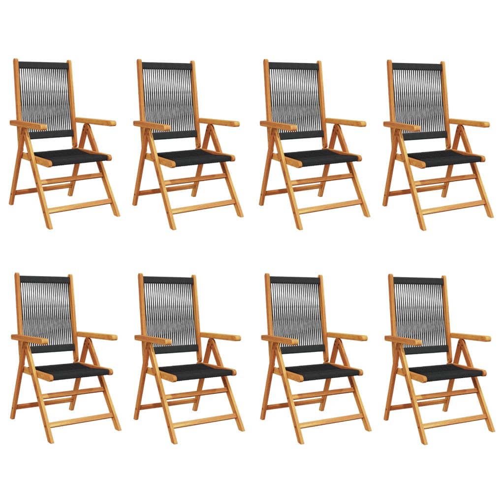 Tuinstoelen 8 st verstelbaar massief acaciahout zwart is nu te koop bij PeponiXL, paradijselijk wonen!