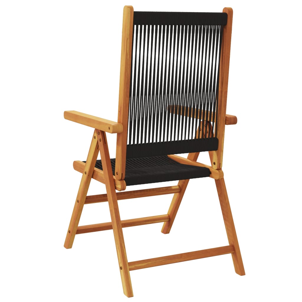 Tuinstoelen 8 st verstelbaar massief acaciahout zwart is nu te koop bij PeponiXL, paradijselijk wonen!