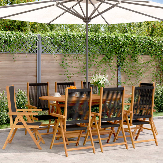 Tuinstoelen 8 st verstelbaar massief acaciahout zwart is nu te koop bij PeponiXL, paradijselijk wonen!
