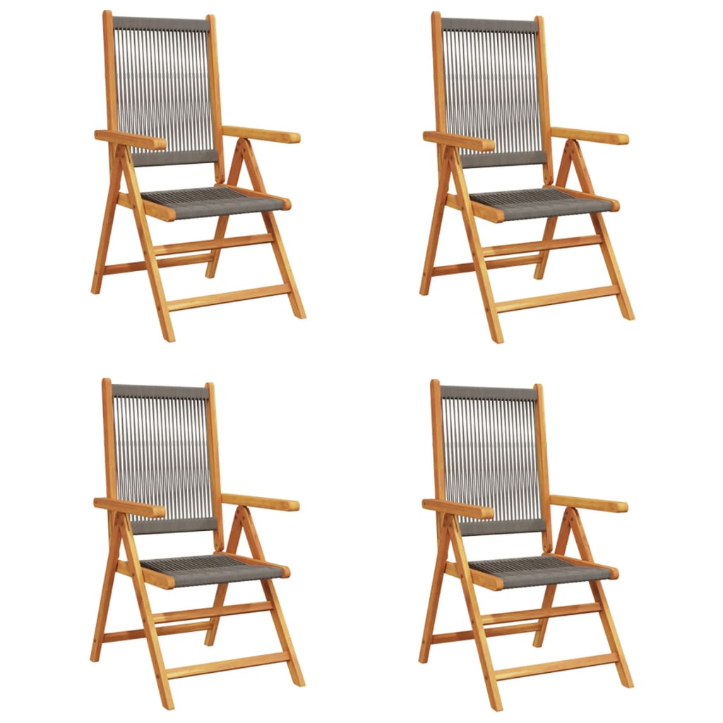 Tuinstoelen 4 st verstelbaar massief acaciahout grijs is nu te koop bij PeponiXL, paradijselijk wonen!