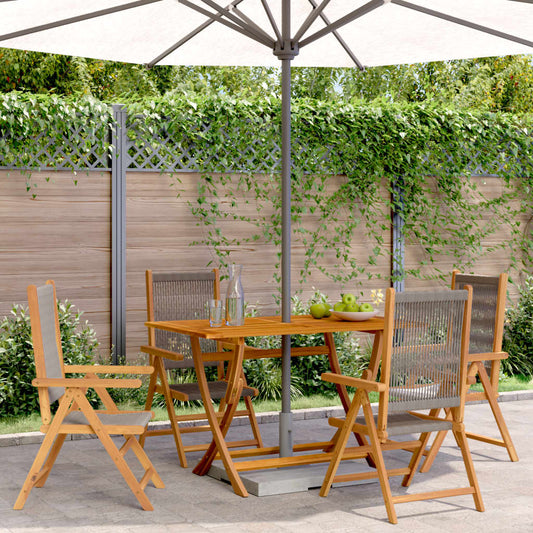 Tuinstoelen 4 st verstelbaar massief acaciahout grijs is nu te koop bij PeponiXL, paradijselijk wonen!