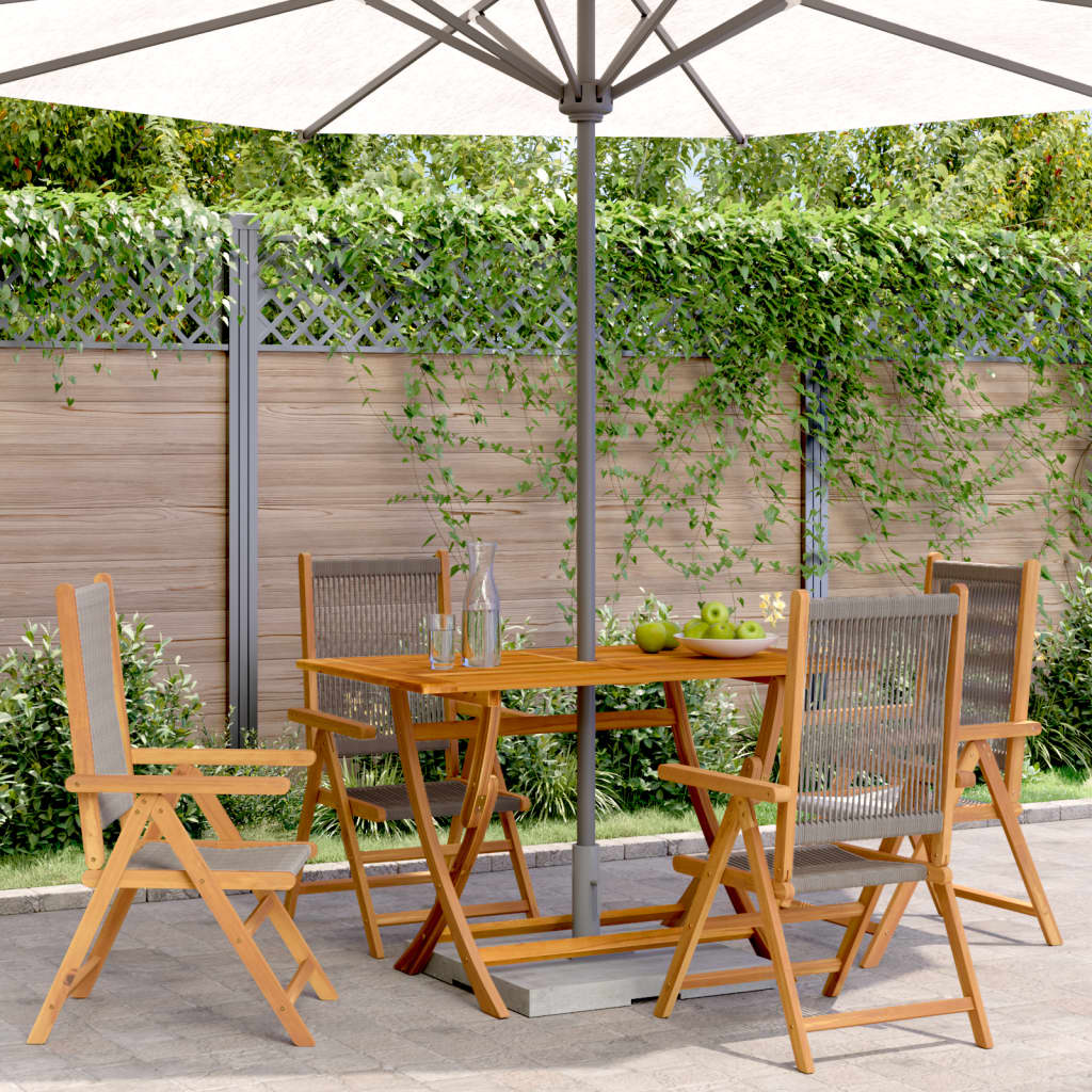 Tuinstoelen 4 st verstelbaar massief acaciahout grijs is nu te koop bij PeponiXL, paradijselijk wonen!