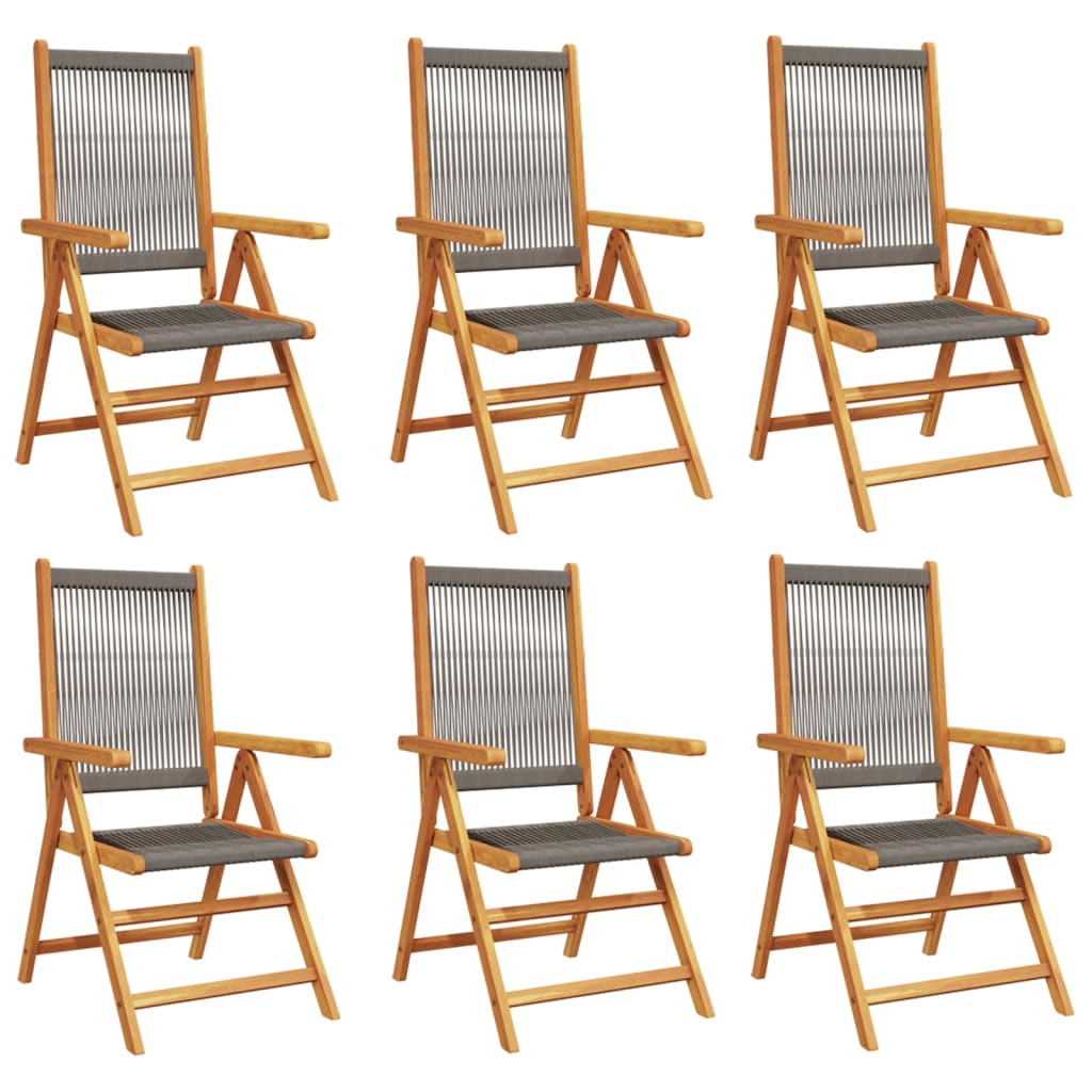 Tuinstoelen 6 st verstelbaar massief acaciahout grijs is nu te koop bij PeponiXL, paradijselijk wonen!