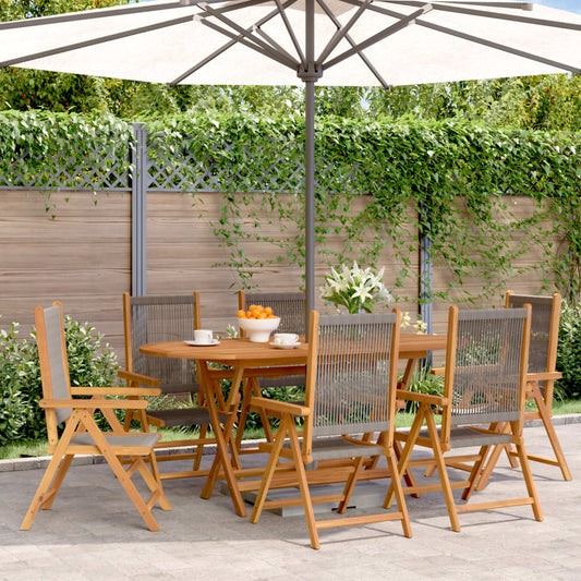 Tuinstoelen 6 st verstelbaar massief acaciahout grijs is nu te koop bij PeponiXL, paradijselijk wonen!