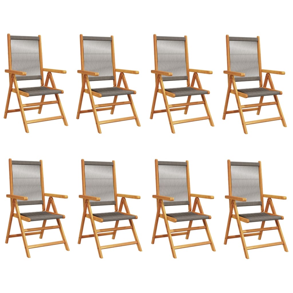 Tuinstoelen 8 st verstelbaar massief acaciahout grijs is nu te koop bij PeponiXL, paradijselijk wonen!