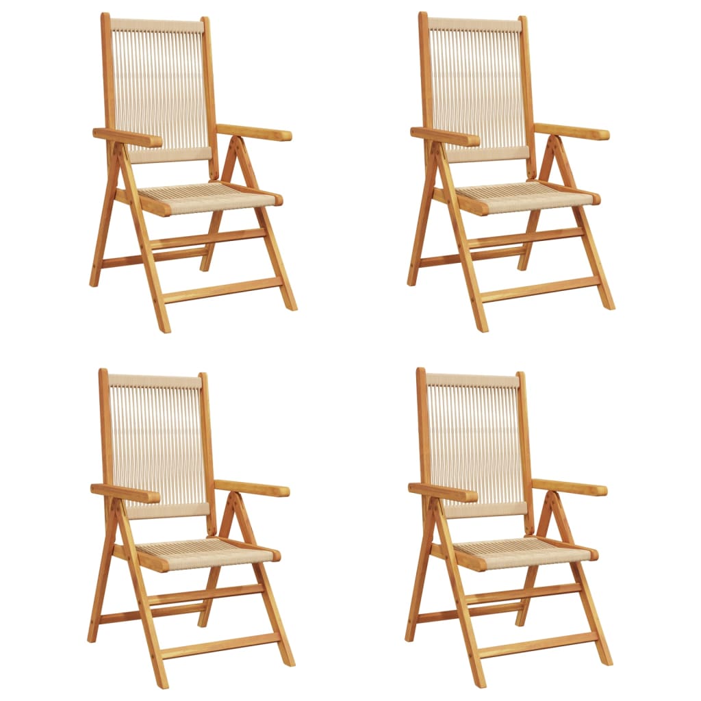 Tuinstoelen 4 st verstelbaar massief acaciahout beige is nu te koop bij PeponiXL, paradijselijk wonen!