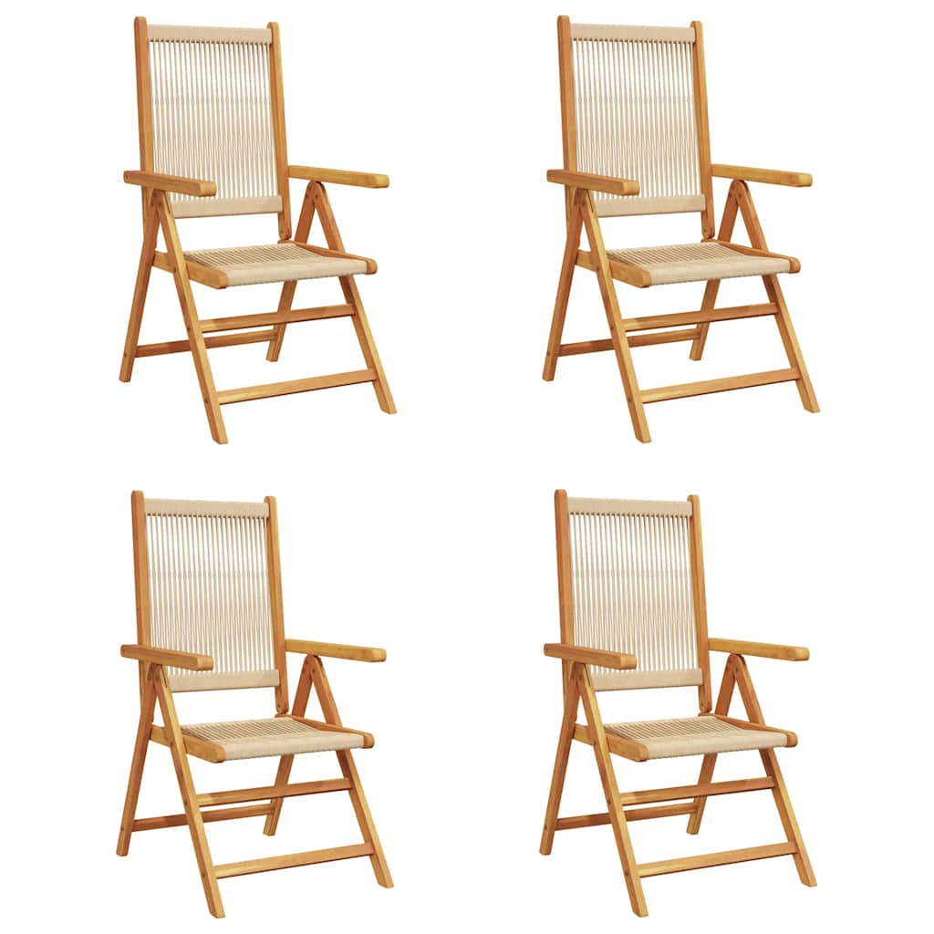 Tuinstoelen 4 st verstelbaar massief acaciahout beige is nu te koop bij PeponiXL, paradijselijk wonen!