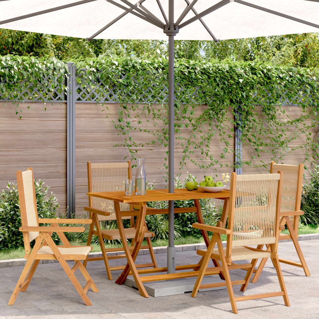 Tuinstoelen 4 st verstelbaar massief acaciahout beige is nu te koop bij PeponiXL, paradijselijk wonen!