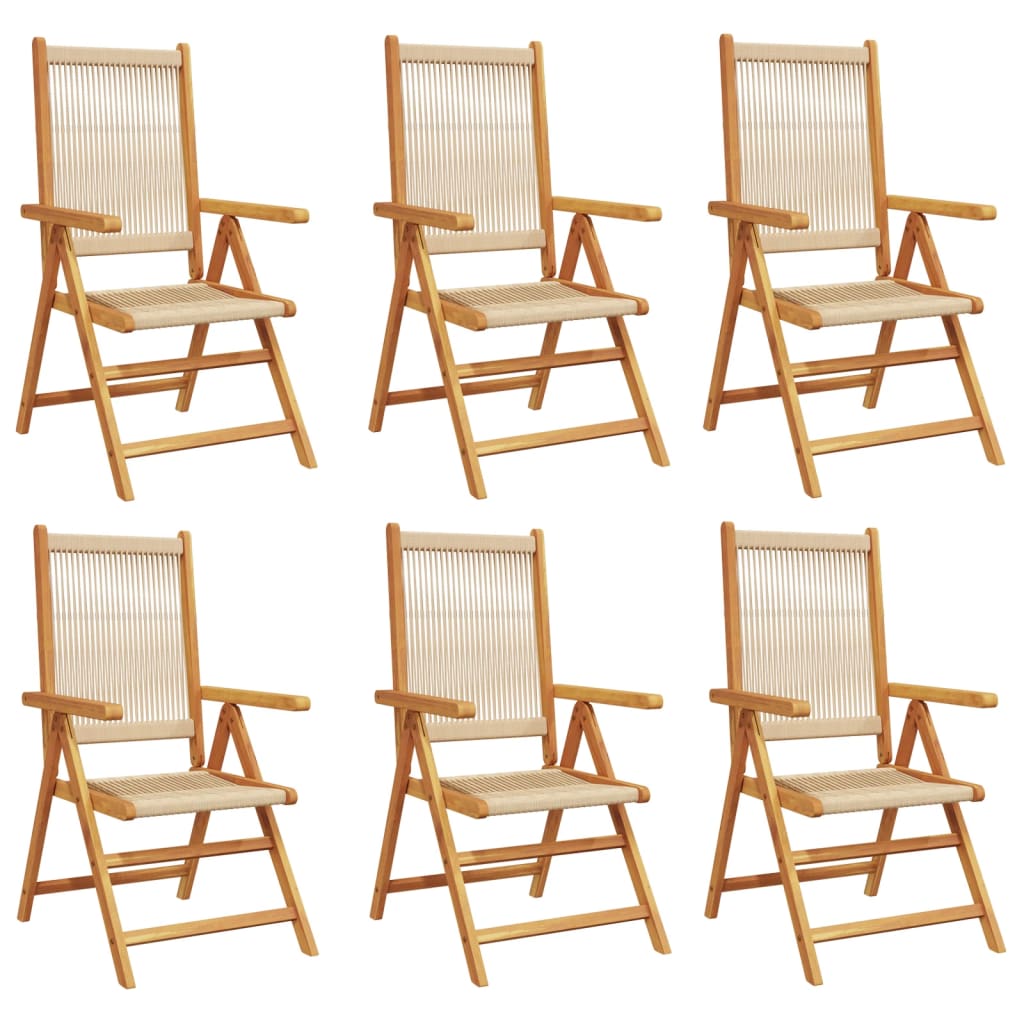Tuinstoelen 6 st verstelbaar massief acaciahout beige is nu te koop bij PeponiXL, paradijselijk wonen!