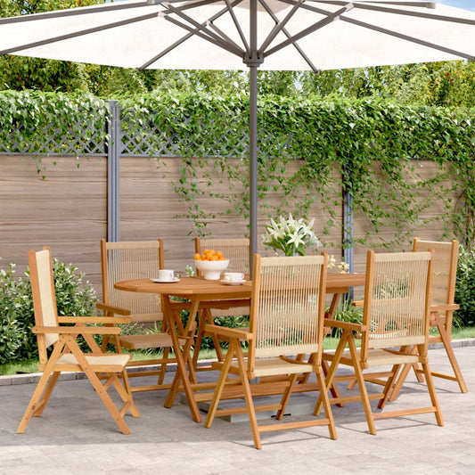 Tuinstoelen 6 st verstelbaar massief acaciahout beige is nu te koop bij PeponiXL, paradijselijk wonen!