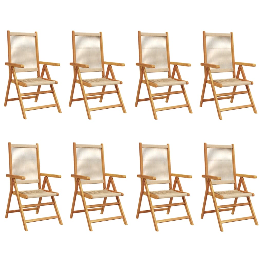 Tuinstoelen 8 st verstelbaar massief acaciahout beige is nu te koop bij PeponiXL, paradijselijk wonen!