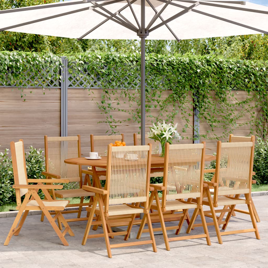 Tuinstoelen 8 st verstelbaar massief acaciahout beige is nu te koop bij PeponiXL, paradijselijk wonen!