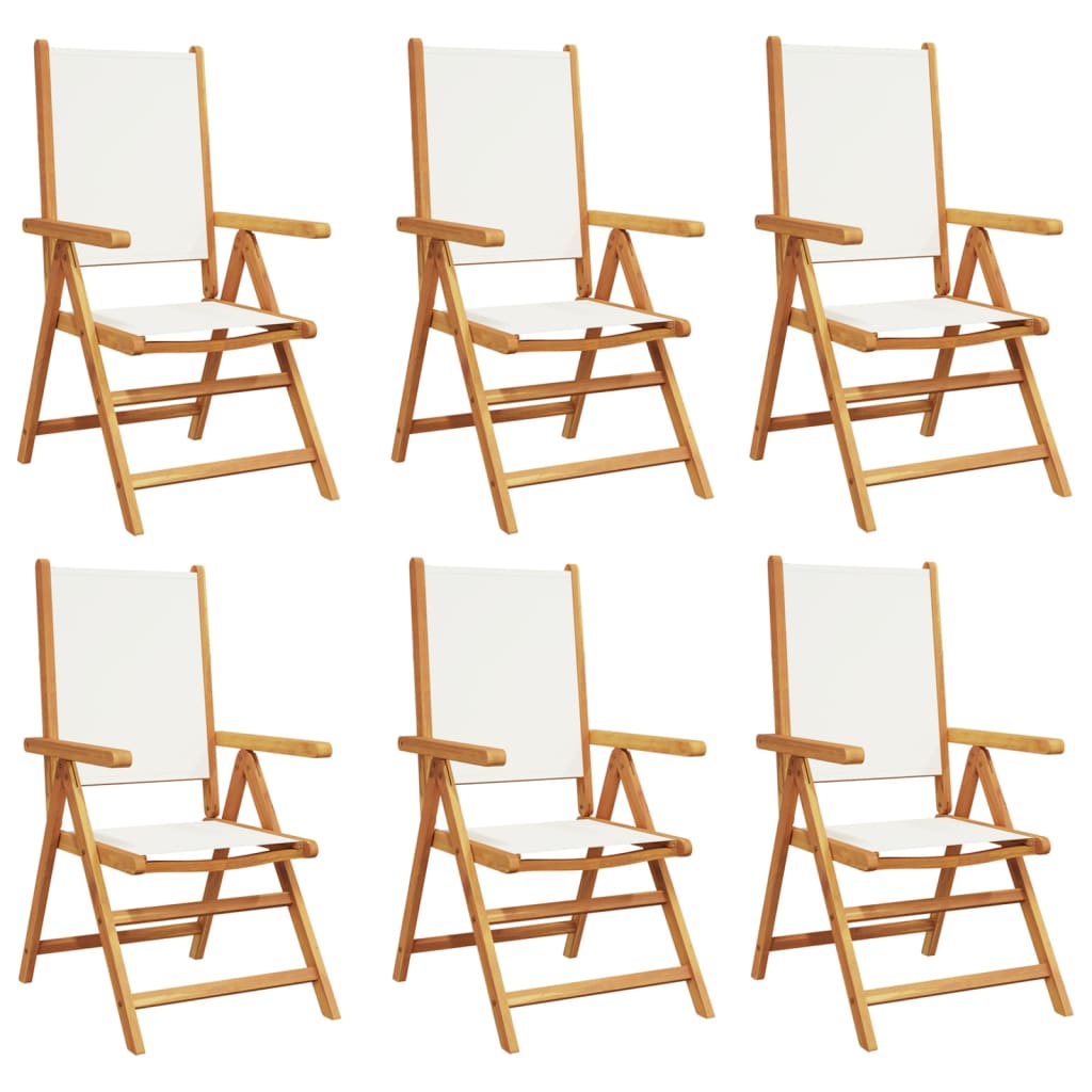 Tuinstoelen 6 st massief hout en stof crèmewit is nu te koop bij PeponiXL, paradijselijk wonen!