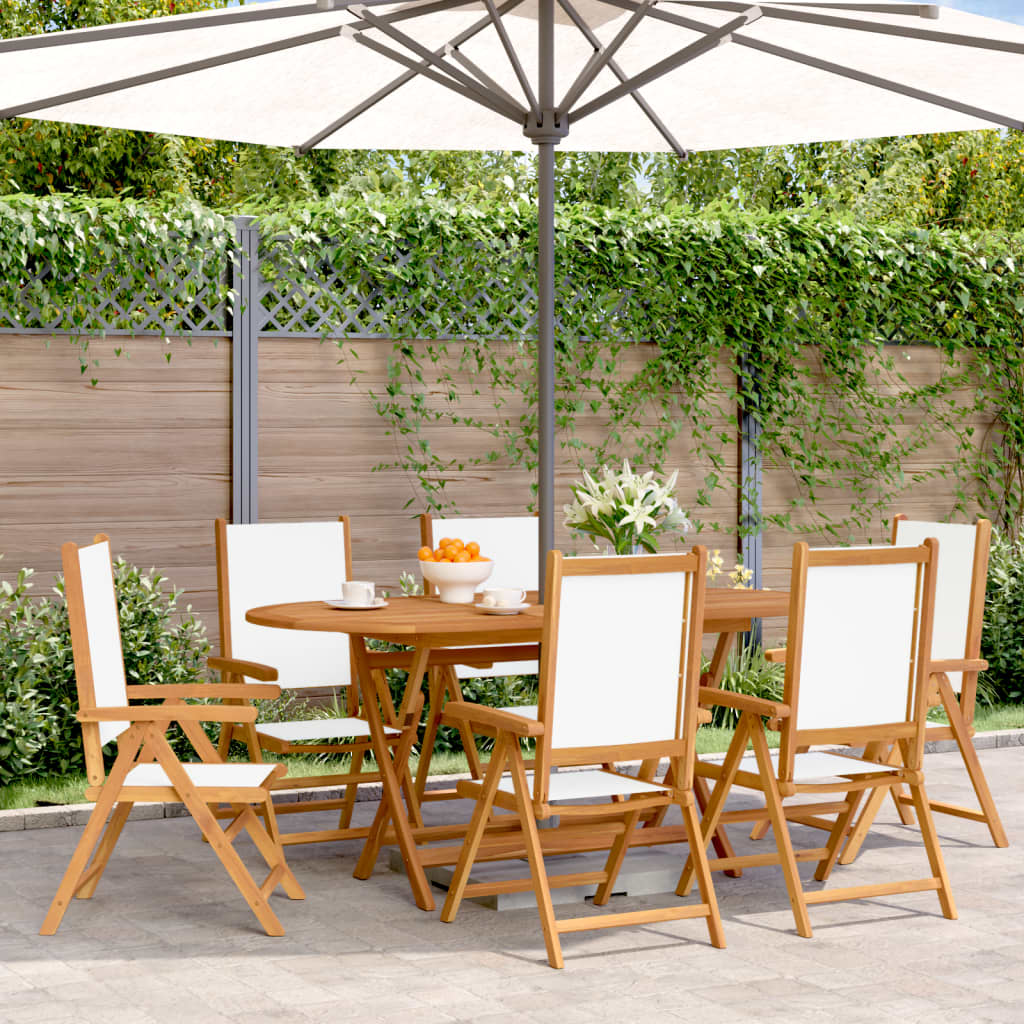 Tuinstoelen 6 st massief hout en stof crèmewit is nu te koop bij PeponiXL, paradijselijk wonen!