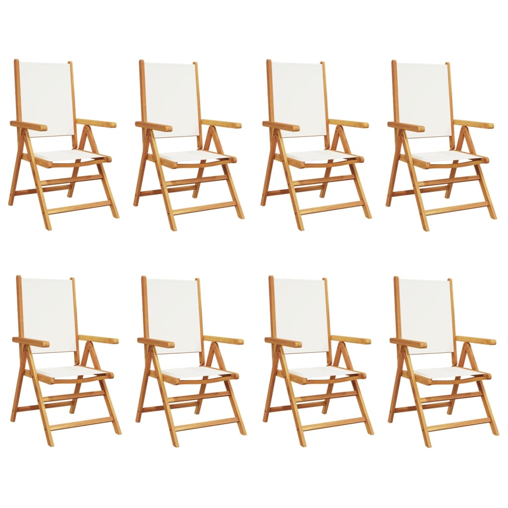 Tuinstoelen 8 st verstelbaar massief hout en stof crèmewit is nu te koop bij PeponiXL, paradijselijk wonen!