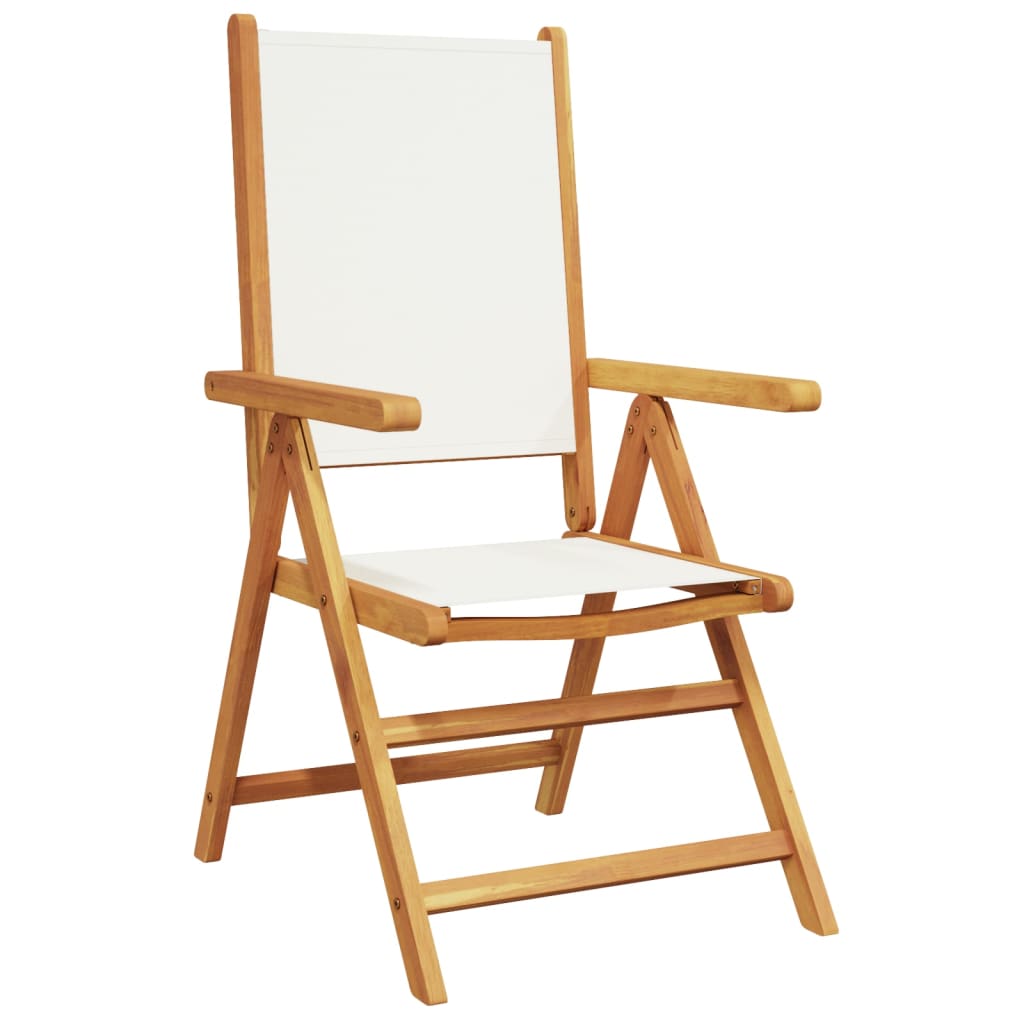 Tuinstoelen 8 st verstelbaar massief hout en stof crèmewit is nu te koop bij PeponiXL, paradijselijk wonen!