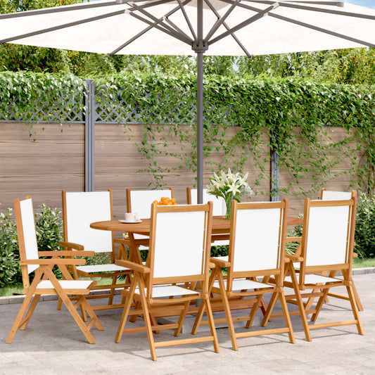 Tuinstoelen 8 st verstelbaar massief hout en stof crèmewit is nu te koop bij PeponiXL, paradijselijk wonen!