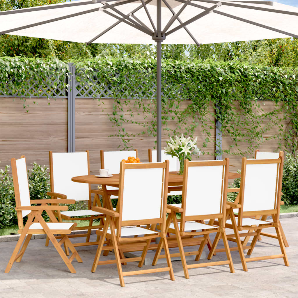 Tuinstoelen 8 st verstelbaar massief hout en stof crèmewit is nu te koop bij PeponiXL, paradijselijk wonen!