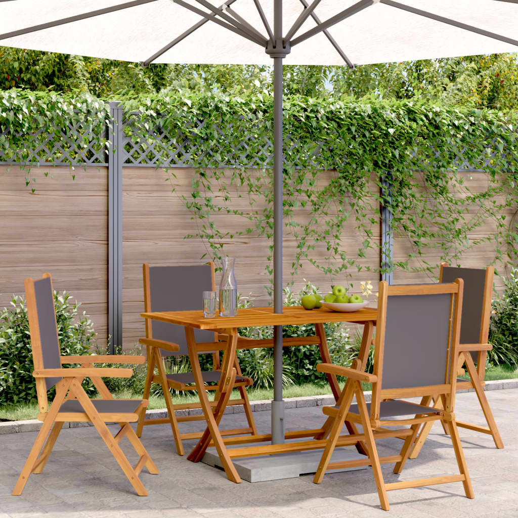 Tuinstoelen 4 st verstelbaar hout en stof antracietkleurig is nu te koop bij PeponiXL, paradijselijk wonen!