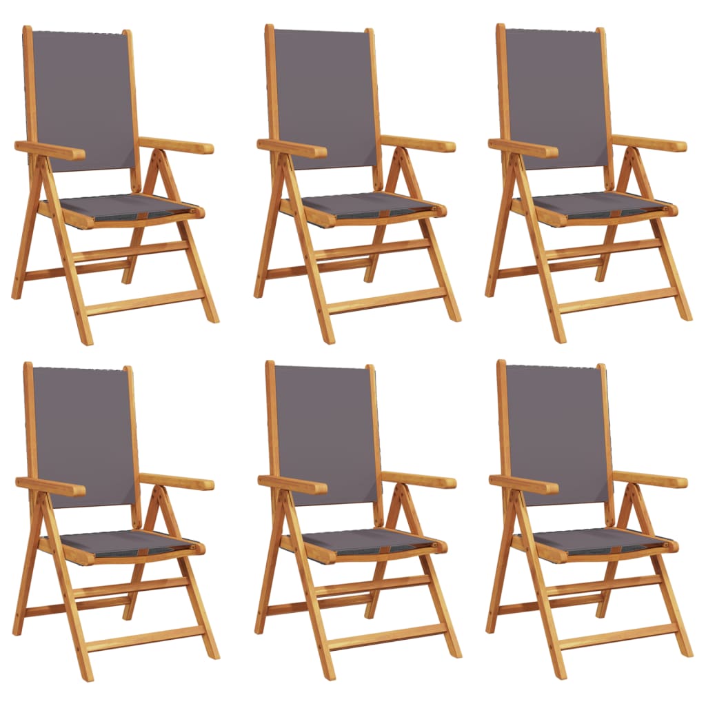 Tuinstoelen 6 st verstelbaar hout en stof antracietkleurig is nu te koop bij PeponiXL, paradijselijk wonen!