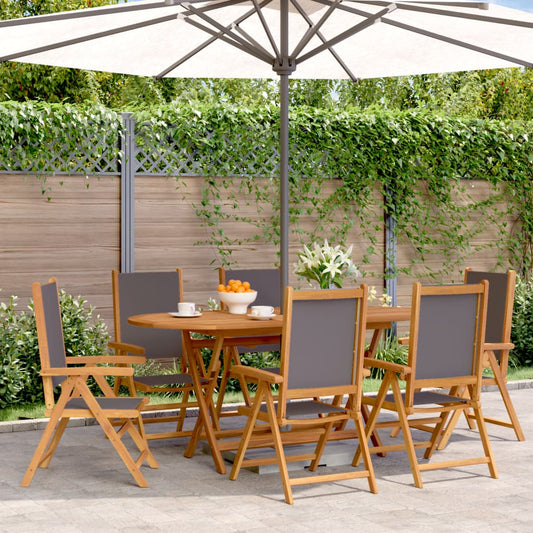 Tuinstoelen 6 st verstelbaar hout en stof antracietkleurig is nu te koop bij PeponiXL, paradijselijk wonen!