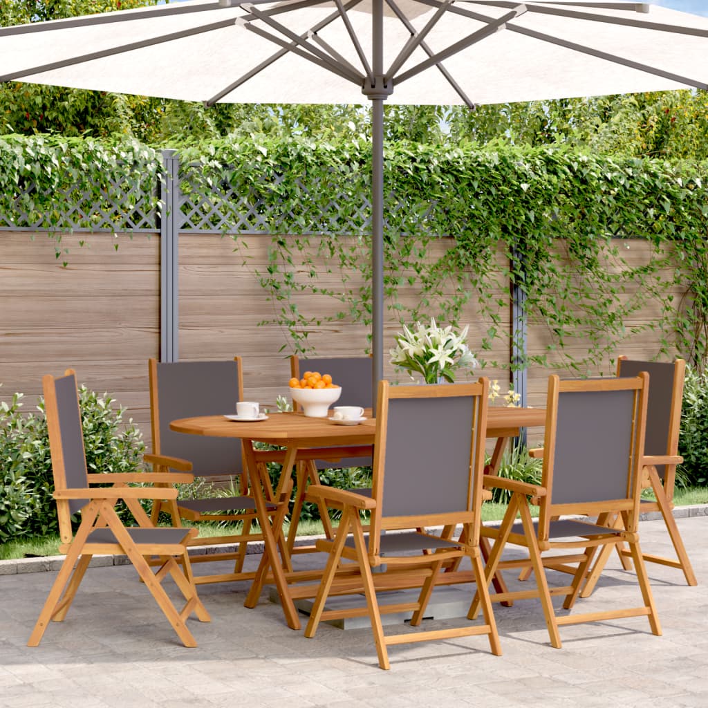 Tuinstoelen 6 st verstelbaar hout en stof antracietkleurig is nu te koop bij PeponiXL, paradijselijk wonen!