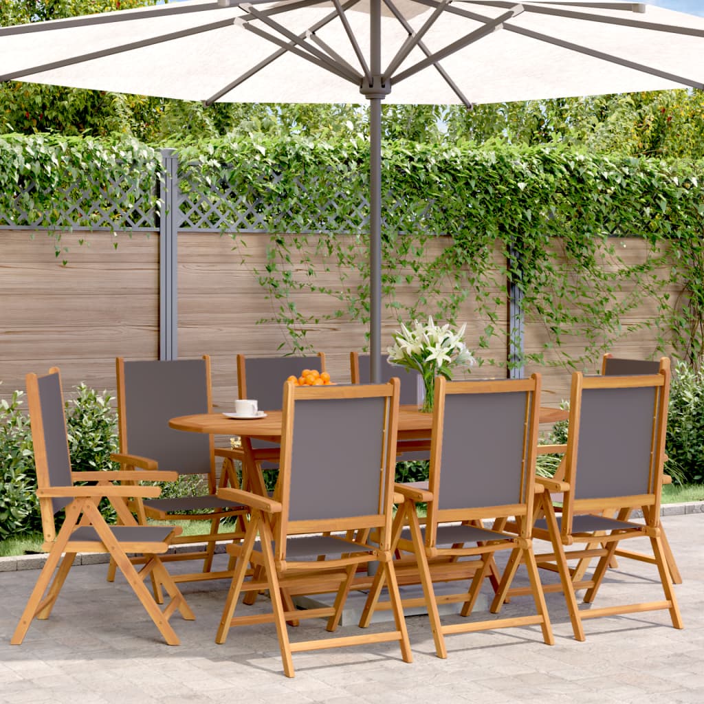 Tuinstoelen 8 st verstelbaar hout en stof antracietkleurig is nu te koop bij PeponiXL, paradijselijk wonen!
