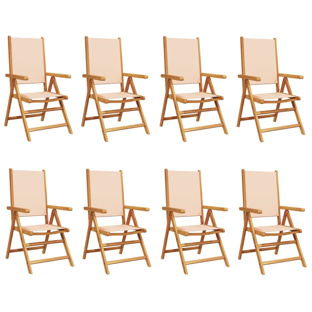 Tuinstoelen 8 st inklapbaar stof en massief hout beige is nu te koop bij PeponiXL, paradijselijk wonen!